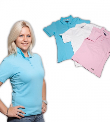 Polo shirt dames S-M-L-XL-XXL roze- wit-turkuoois [ART 156] 40,96€ BTW inb